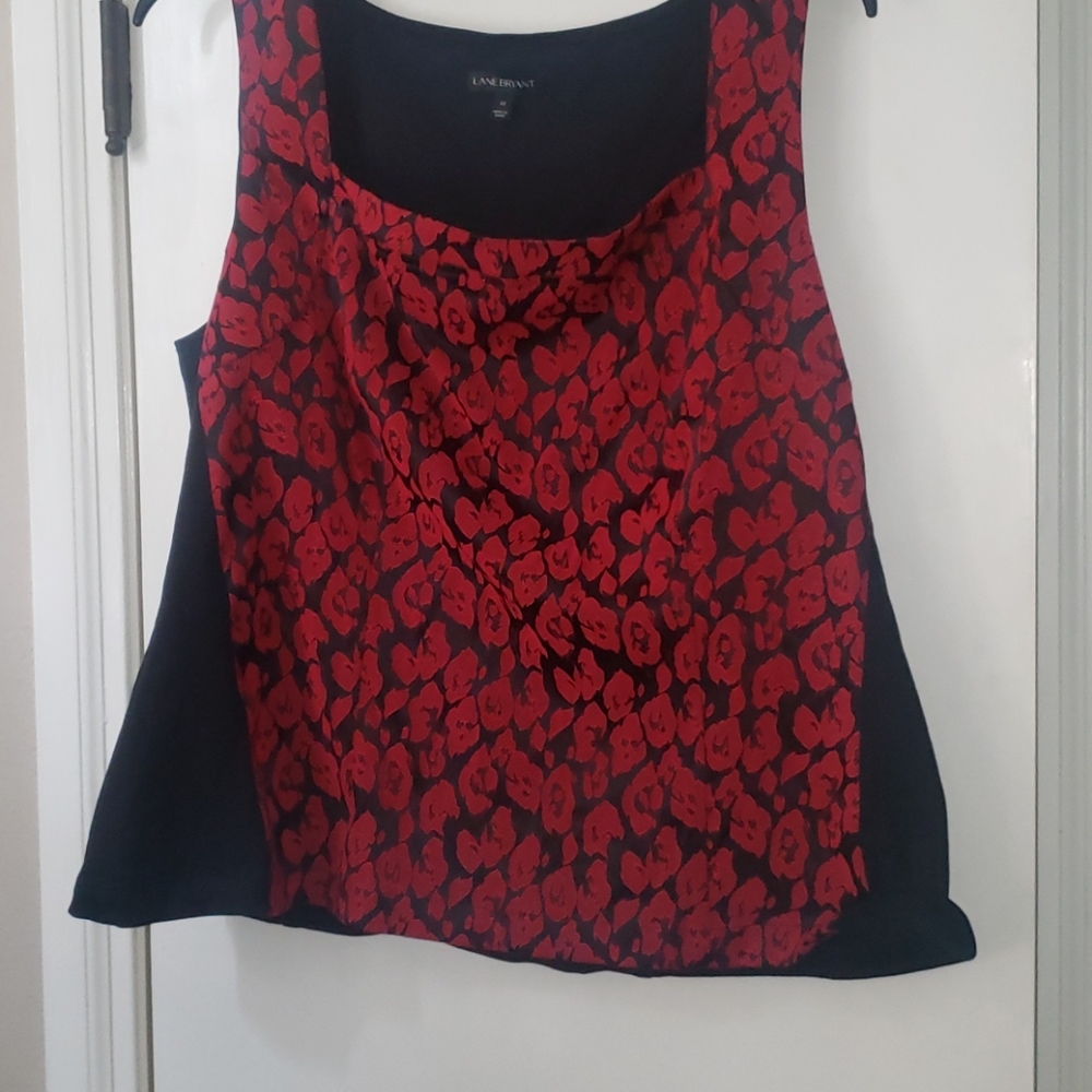 Peplum tank, red leopard front